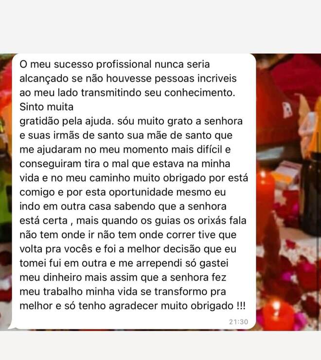 Depoimento WhatsApp — Pai Fábio de Ogum